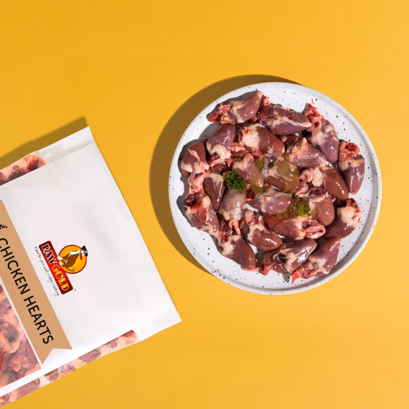 Raw Gold Chicken Hearts