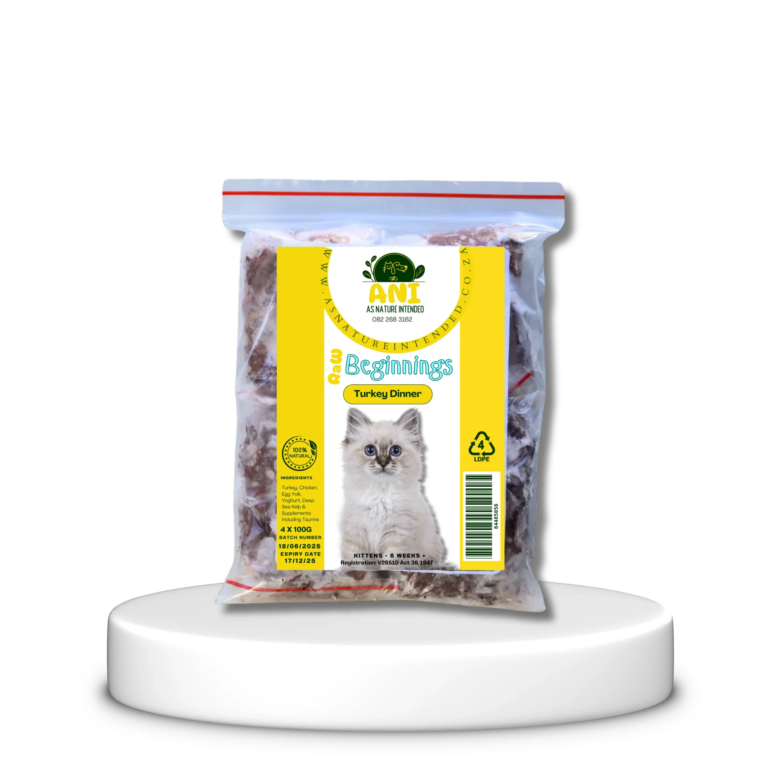 As Nature Intended -Cat of the Day- Turkey dinner Kitten Pack (100g)